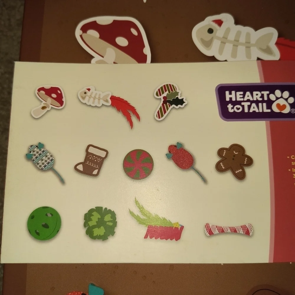 Advent Calendar Cat Toy - Festive Brown and Red Gift Christmas Home Decor